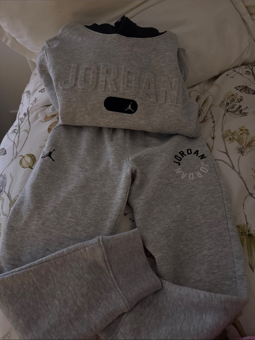 Jordan Gray Pullover Hoodie with Black Hood